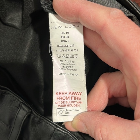 New Look Womens Pants Black Faux Leather Pleated Pleather Slacks Trousers Size 6 - Picture 12 of 15